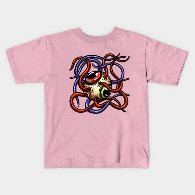 Eyeball Tentacles Weird ARt Rockabilly Tattoo Cartoon Style Eye Kids T-Shirt by Squeeb Creative